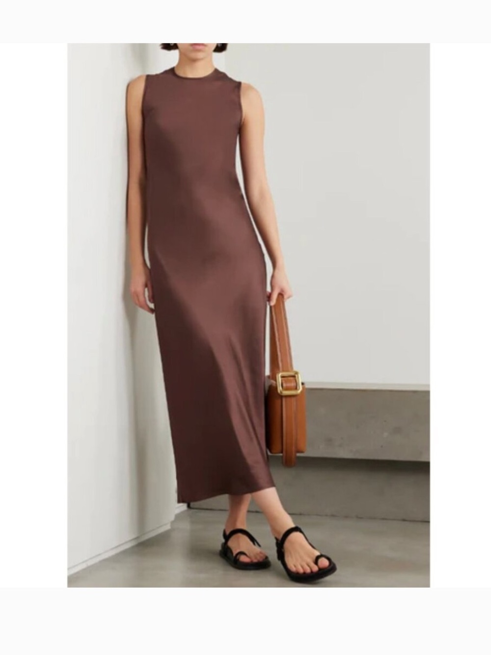 Base Range Brown Silk Dress - Chic Minimalist Style